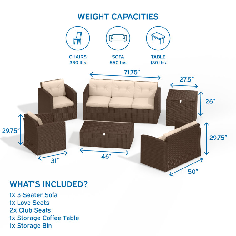 Nestl 7 - Person Outdoor Seating Group with Cushions | Wayfair